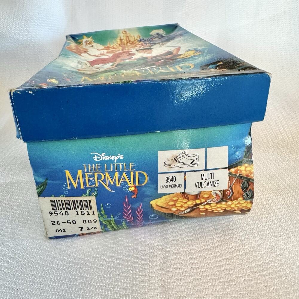 1990’s Ariel the Little Mermaid Disney Canvas Shoes Box Only Sz 7.5 Toddler Rare